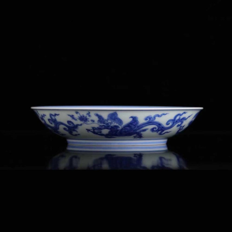 青花十字秋葵龙盘